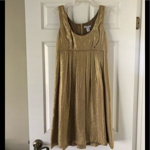Vera Wang Gold Lame Empire Waist Dress